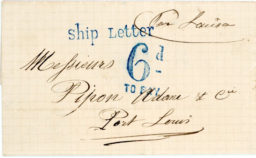 MADAGASCAR MADAGASCAR: 1871 (April 24): Entire from Tamatave to Mauritius with manuscript 