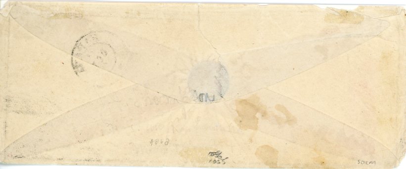 BAHAMAS BAHAMAS SHIP LETTER: 1864 (Oct 2): Incoming cover from Habana, Cuba franked 1 r. blue on salmon (Edifil Ant 11) with bar cancel and HABANA despatch cds above, bearing a fine strike of the very rare 