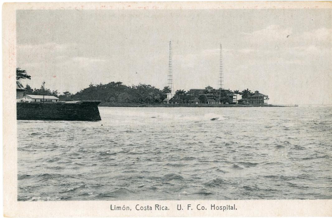 COSTA RICA COSTA RICA (PICTURE STATIONERY) 1923 4c. card unused depicting Limon, C.R.U.F Co. Hospital, fine.