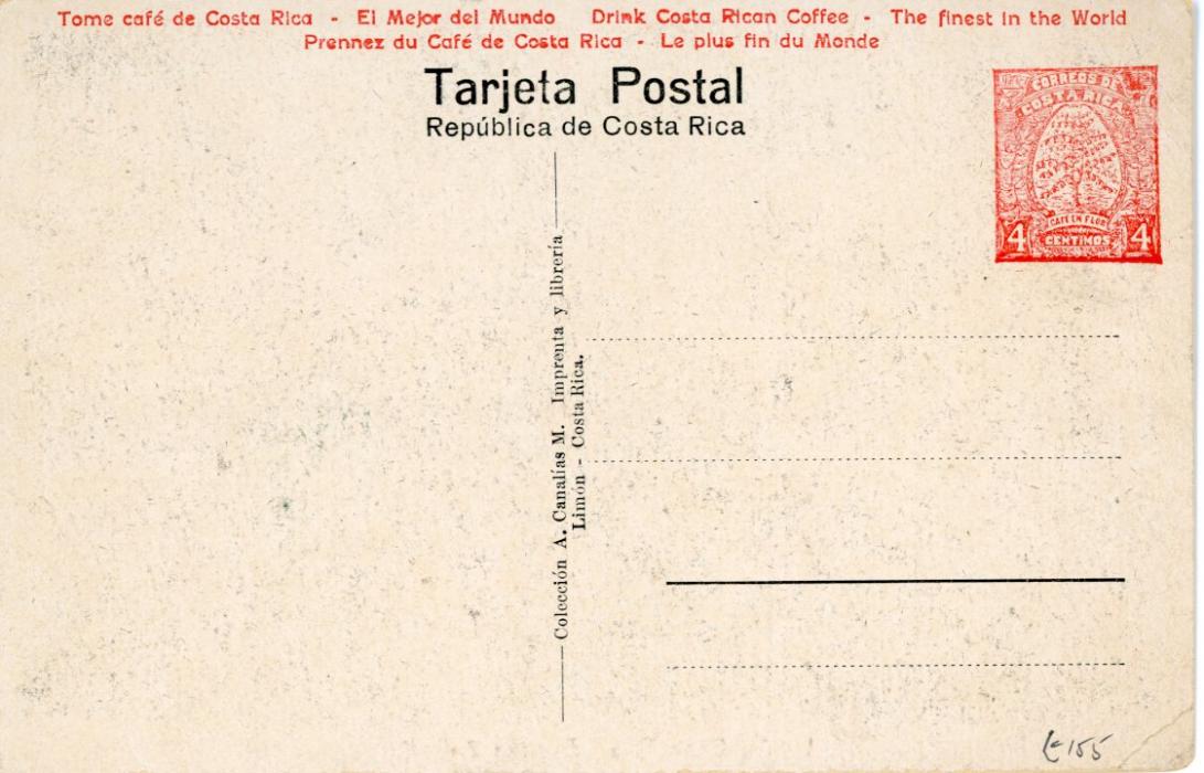 COSTA RICA COSTA RICA (PICTURE STATIONERY) 1923 4c. card entitled Limon, Costa Rica Avenida 2. Oeste., fine unused.