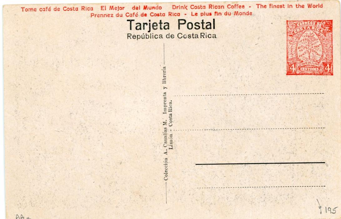 COSTA RICA COSTA RICA (PICTURE STATIONERY) 1923 4c. card entitled Limon, Costa Rica CARGANDO BANANOS, fine unused.