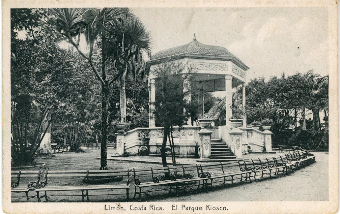 COSTA RICA COSTA RICA (PICTURE STATIONERY) 1923 4c. card unused entitled Limon, Costa Rica El Parque Kiosco, fine.