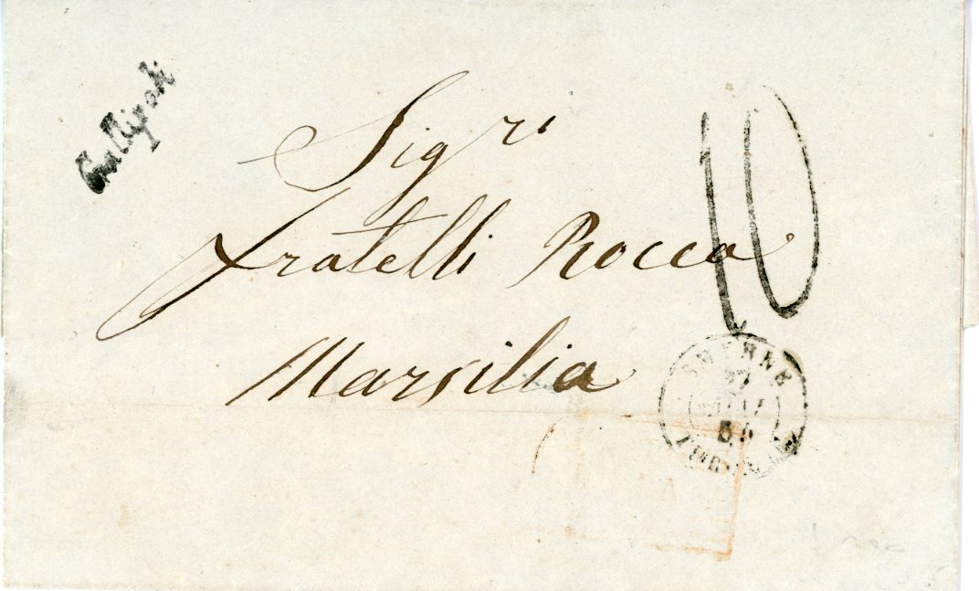 French Levant FRANCE: French Levant Post Office in Gallipoli, Asia Minor 1854 (May 25): Entire to Marseille bearing italic Gallipoli despatch and