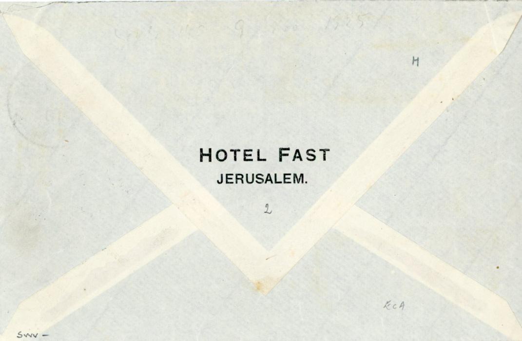 ITALIAN LEVANT ITALY: Italian Post Office in Jerusalem, 1910 (March 30): Registered Hotel Fast printed envelope to Vienna bearing single franking of top marginal GERUSALEMME 4 PIASTE 4 on 1 lira (Sassone 6) tied by 