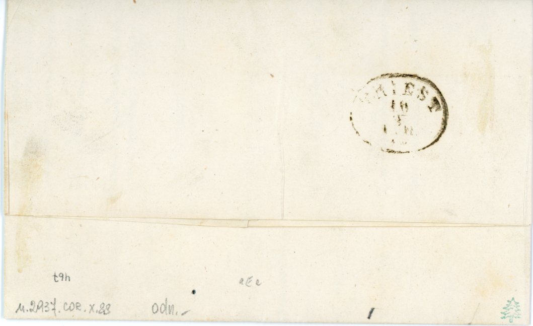 AUSTRIAN LEVANT AUSTRIAN LEVANT: Post Office in Constantinople 1869 (Sept 2): Printed circular to Trieste franked 1867 Coarse Whiskers 2 s. yellow horizontal pair tied by fine wreathed CONSTANTINOPEL, oval arrival backstamp (Sept 10). A light horizontal filing crease otherwise very fine with stamps exceedingly fresh.
Provenance: Collection Monte Napoleone, Corinphila sale 78, September-October 1988, lot 467;
Collection Ing. Pietro Provera, Corinphila sale 280, November 2021, lot 6048.