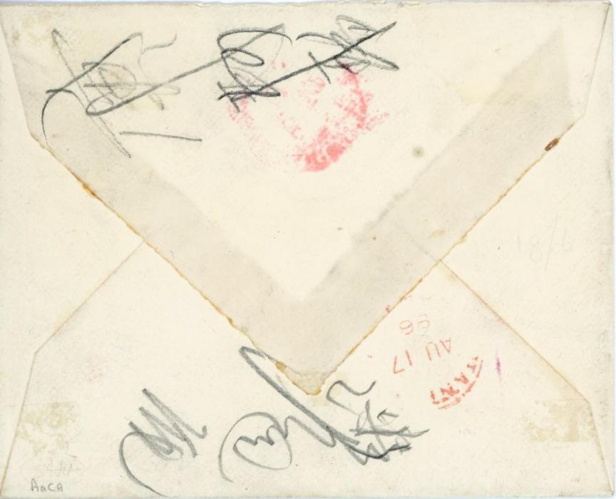 CHINA CHINA: Hankow Local Post, 1896 (Aug 13): Cover to Shanghai franked redrawn Municipal Buildin CENT on 30 c. pair tied by central light strike of