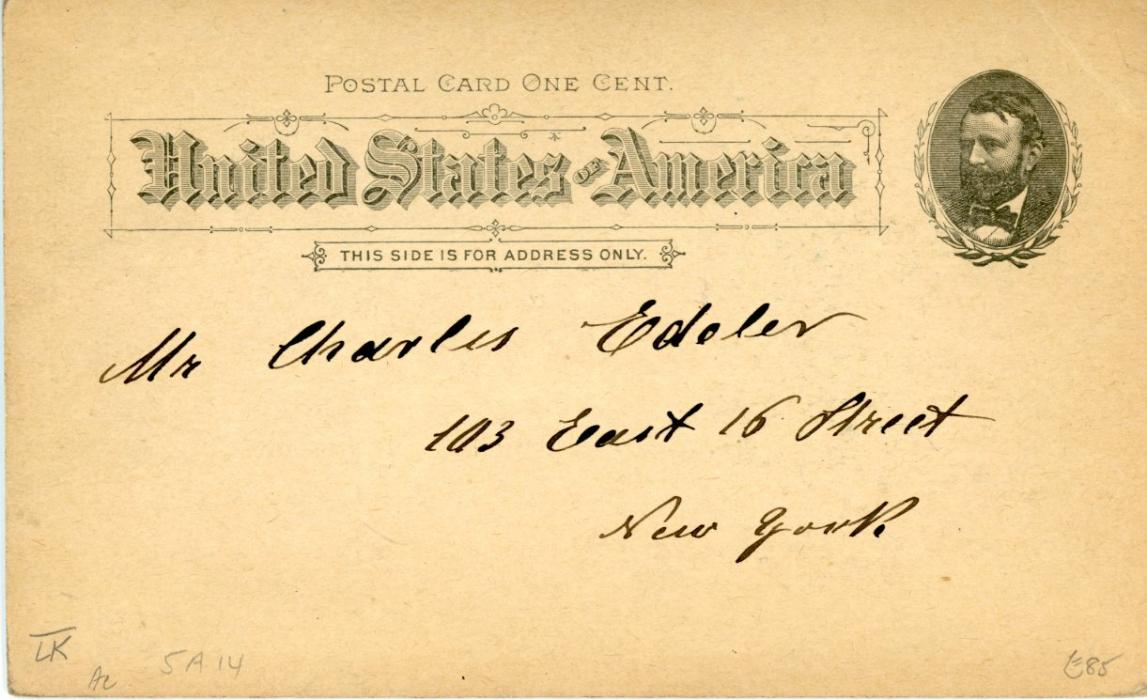 USA USA: 1890? Mint illustrated lettercard 1c. postal card illustrating ship on reverse in blue-grey with inscription ‘on board the express steamer ”EMS” 189..., titled NORTH GERMAN LLOYD BREMEN / Oelrichs & Co New York General-Agents, fine.