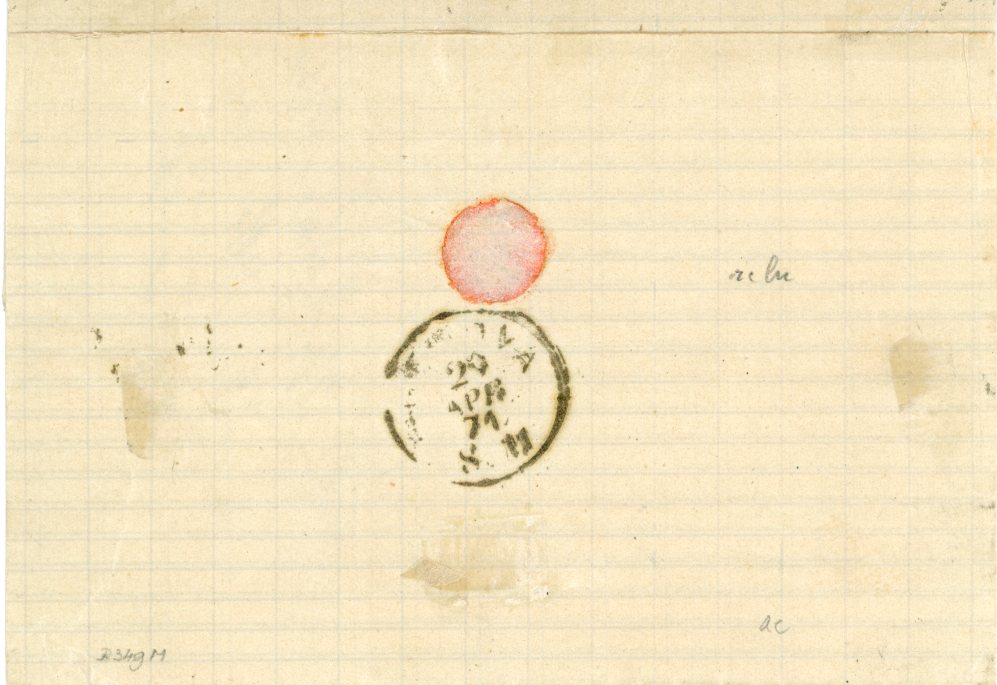 FRANCE FRANCE: 1871 (27 Aprile) Folded cover sent from Marseille to Italy franked Bordeuax 20c blue vertical pair with large margins all round except at base where just touched cancelled FRANCIA / VIA DI MARE, additional strike alongside, Genova arrival backstamp, scarce.