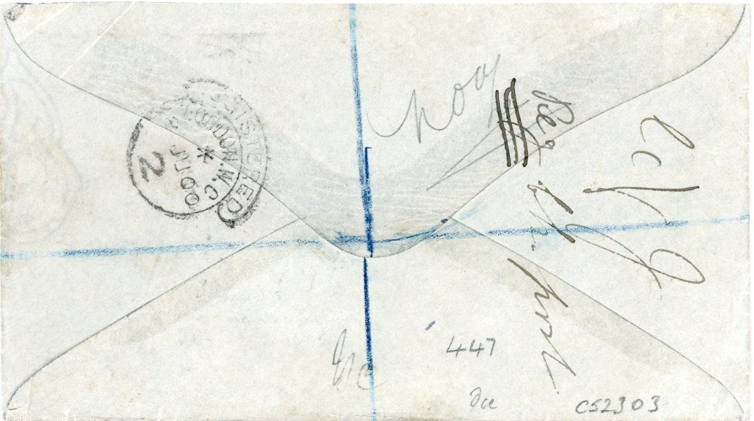 NORTHERN NIGERIA NORTHERN NIGERIA: 1900 Apr 17 Envelope addressed to Stanley Gibbons in London franked 1896-97 1/2d + 1d + 2d + 2 1/2d each cancelled manuscript dated cancel in red, There is an error of date on 3 of the stamps - the March dates are incorrect as the new stamps did not arrive in N Nigeria until Ap 4 1900. The cover is not addressed by Lugard himself but probably by his Personal Secretary, H.C.Gollan, though the stamps are almost certainly cancelled in Lugards writing. Very fine and attractive.