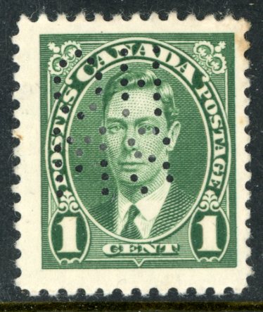 CANADA OFFICIAL CANADA OFFICIAL: 1937-38 1c green, perf type)1 OHMS, mint large part og, minor perf toning but a rarity in mint condition Cert. RPS (2004). SG 097, unpriced in SG Part 1