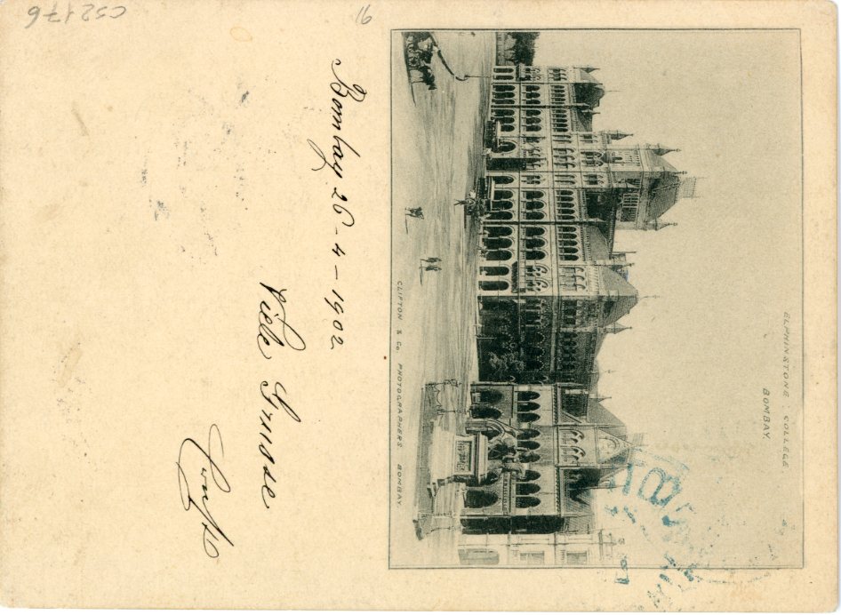 INDIA / AUSTRIA INDIA / AUSTRIA: 1902 (26 4) picture postcard of Elphinstone College Bombay sent to Trieste franked India QV 1a tied by IMPERATRIX OE LLOYD cds in blue, with ms endorsement Per SS Imperatrix, rare usage.