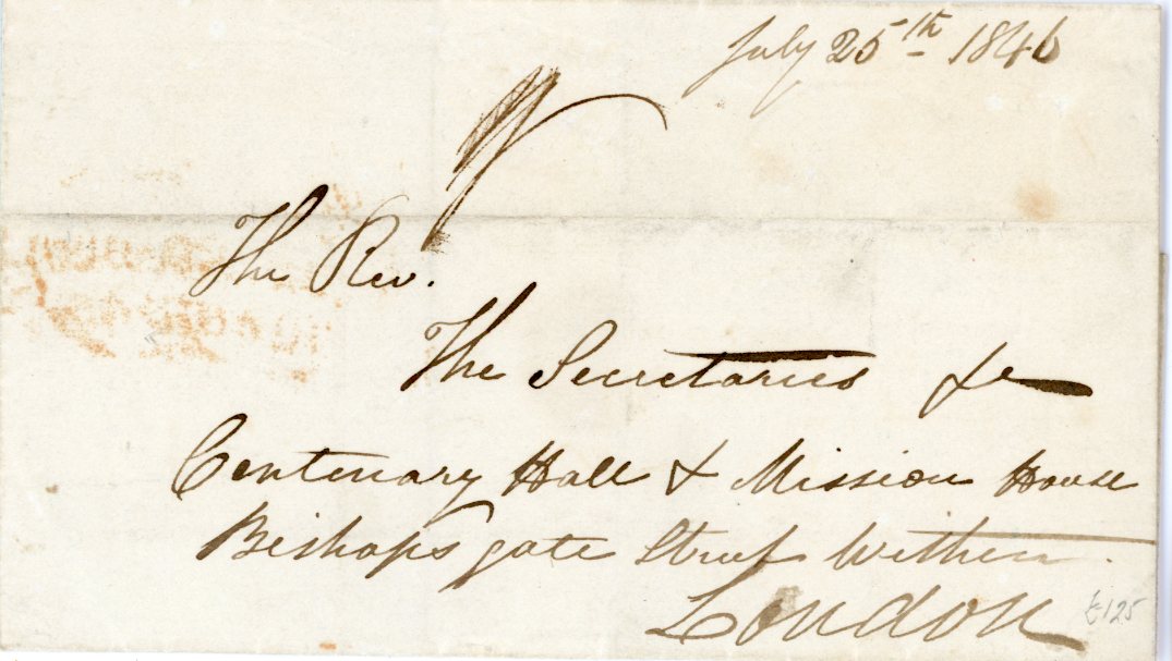 ST VINCENT ST VINCENT: 1846 (July 25th) Folded cover to England with St Vincent double arc on reverse, carried by 2Eagle