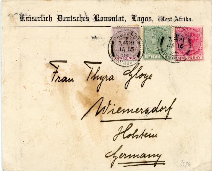 NIGERIA / LAGOS: NIGERIA / LAGOS: 1904 (JA 15) pre-printed envelope 