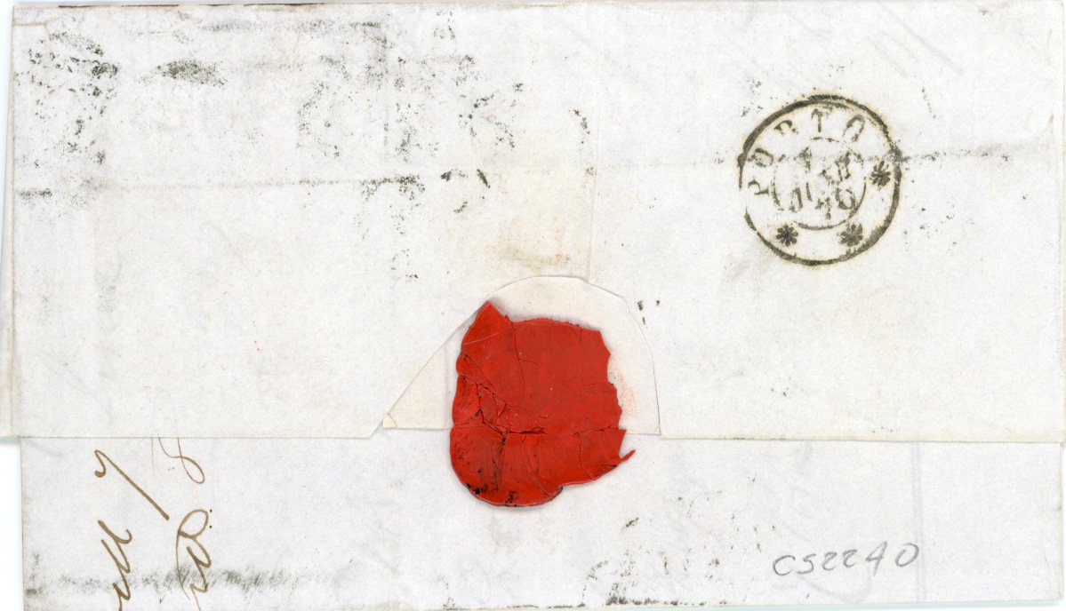 GREAT BRITAIN / PORTUGAL GREAT BRITAIN / PORTUGAL: 1870 (JU 2) entire to Portugal franked 1869 6d mauve plate 8 strip of 3 tied by London duplex, oval FRANCA alongside, Porto arrival (7 JUN), very fine.