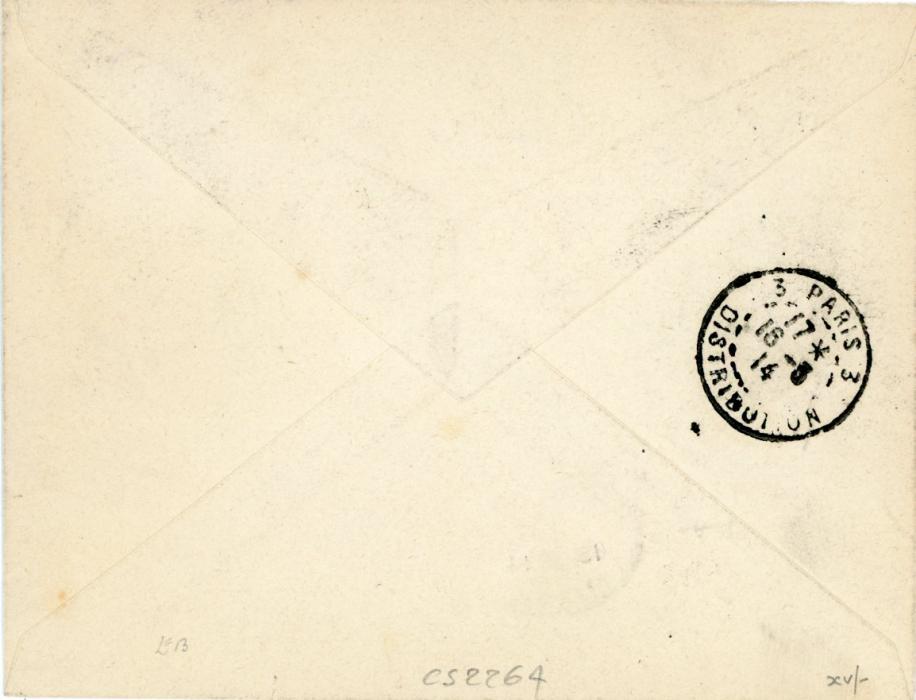 MALTA MALTA: 1914 (13 MR) envelope registered to France franked 1899-1901 2s6d olive-grey tied by Valetta cds, oval R and Registered Malta oval ds n association, Paris arrival (16 30, fine.