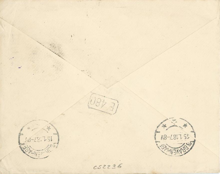 HONG KONG HONG KONG: 1918 (29 Oc) Printed envelope to Holland franked 10c blue with boxed P.B.C. violet cachet on front, Gravenhage arrival bs.