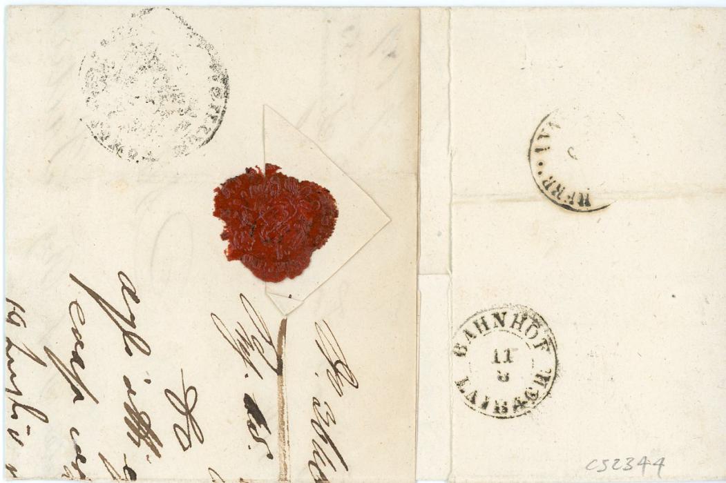 ROMANIA /AUSTRIAN FELDPOST / CRIMEA ROMANIA /AUSTRIAN FELDPOST / CRIMEA: 1885 (July 3) folded military letter written from Bucharest with ms I.R. Reggimento Fanti Ad Sigismondo No 45 struck below with circular K.K.OST.F.P.PLOESCHTI 3/8 Fieldpost ds in red, via Hermannstadt and Laibach Bahnhof to Orzinovi (15 8) in Lombardy, fine and rare, ex Hans Kolbe