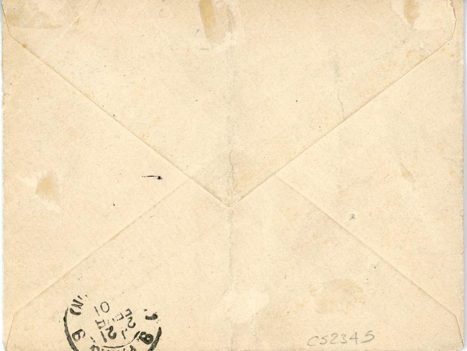GREECE (CRETE) / FRENCH LEVANT GREECE (CRETE) / FRENCH LEVANT: 1901 (12 Fev) envelope to Paris franked Sage 15c blue tied by La Canee Crete cds, ms annotation Troupes dOccupation de Crete, blue military cachet alongside, Paris arrival bs(21 Fev), envelope with vertical crease