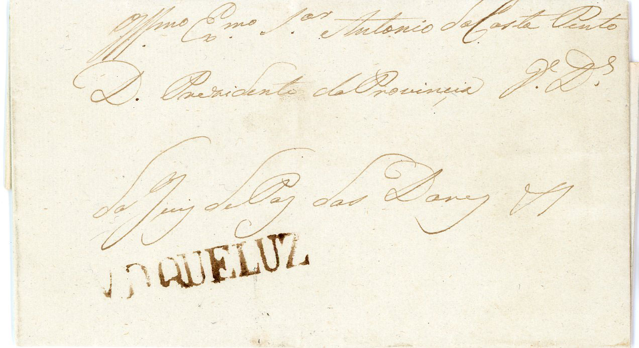 BRAZIL BRAZIL: 1836 (30 Juil) entire with clear J.D.QUELUZ hs in brown, fine