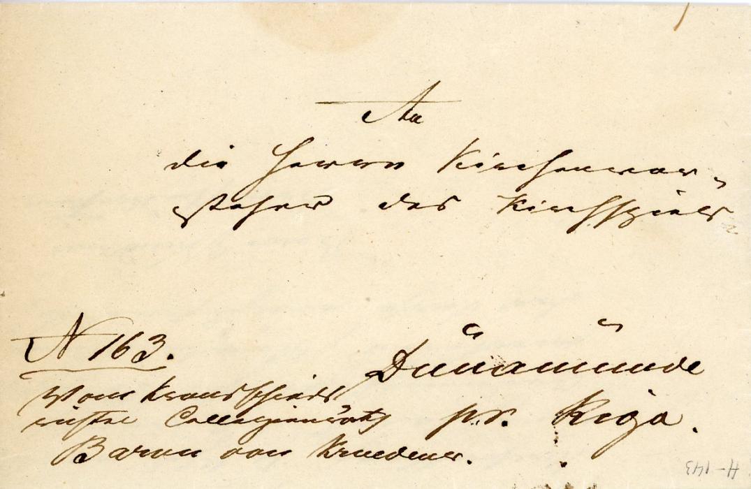 LATVIA LATVIA: 1857 Entire to Riga with boxed LEMSAL dispatch, boxed POLUCHENO (received) hs alongside, and further Polucheno oval with ms date 16/8