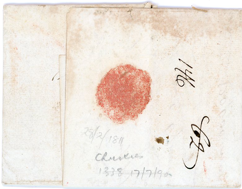 LATVIA LATVIA: 1811 (16 3) Entire to Netherlands hs s/l LIBAU with ms franco Emmerich, Prusse P.M. s/l route marking (par Madgeburg), rated 22 in red crayon to pay (stuyvers), back page defective
