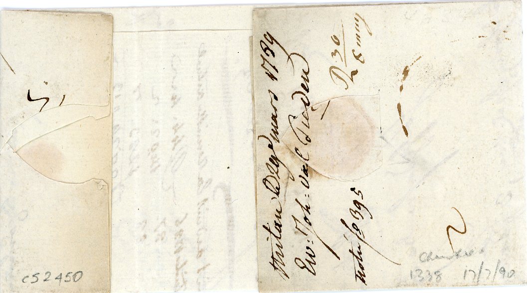 LATVIA LATVIA: 1789 (29/3) Entire to Hodimont from MITAU with a range of rate markings, finally 12 sols to pay, routed by Bielefeld where forwarded 12 April by A.O. Wilmans and Sons, v.fine ex Christies lot 1338 17/7/90