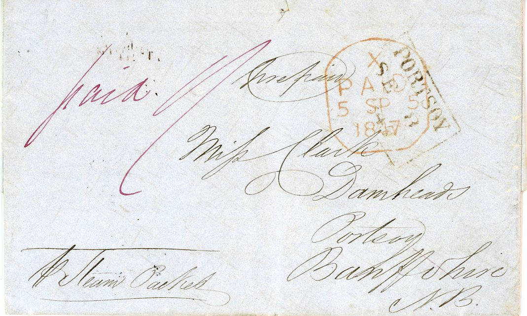 BRITISH GUIANA BRITISH GUIANA: 1847 (AU 3) entire to Scotland with DEMERARA O double arc dispatch (Type 9), earliest recorded date, passionate love letter and comments relating to a duel between the Honourable Mr Croal and the Surgeon General of the Colony over libellous 2anonomous