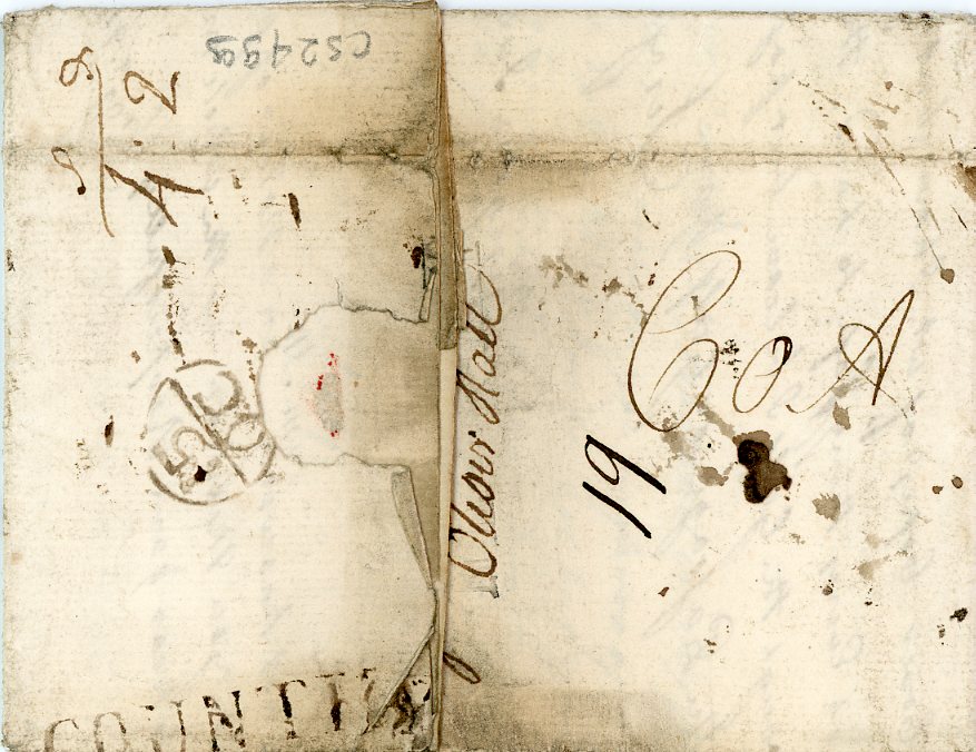 JAMAICA / IRELAND MARITIME JAMAICA / IRELAND MARITIME: 1756 (july 9) Entire/invoice addressed to Leith with SHIP hs top right believed to have been applied at Dublin with me endorsement 