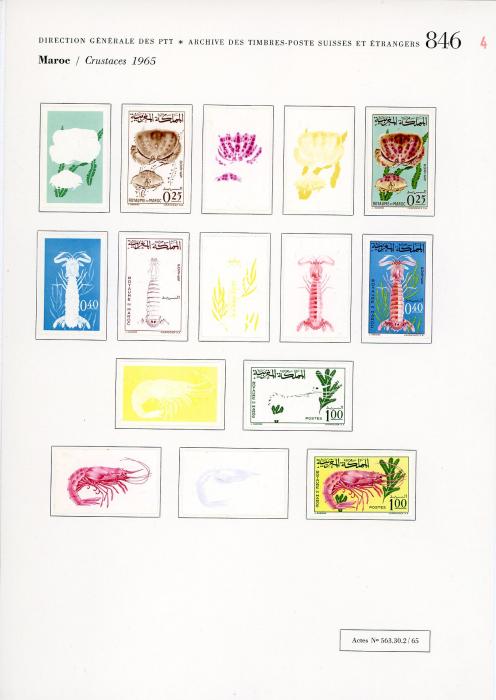 MOROCCO MOROCCO: 1965/66 Fish, Shells & Crustacea UNIQUE COURVOISIER PROOFS (61) mostly 5 progressive proofs of each value, comprising 1965 Crustacea (26), 1965 Shells (15) & 1966 Fish (20), very fine