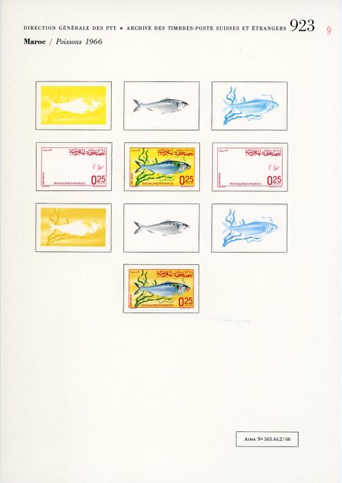 MOROCCO MOROCCO: 1965/66 Fish, Shells & Crustacea UNIQUE COURVOISIER PROOFS (61) mostly 5 progressive proofs of each value, comprising 1965 Crustacea (26), 1965 Shells (15) & 1966 Fish (20), very fine