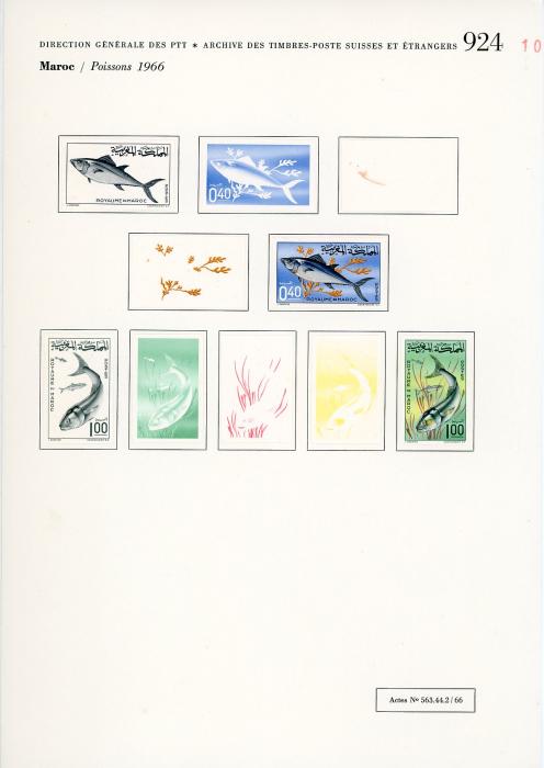 MOROCCO MOROCCO: 1965/66 Fish, Shells & Crustacea UNIQUE COURVOISIER PROOFS (61) mostly 5 progressive proofs of each value, comprising 1965 Crustacea (26), 1965 Shells (15) & 1966 Fish (20), very fine