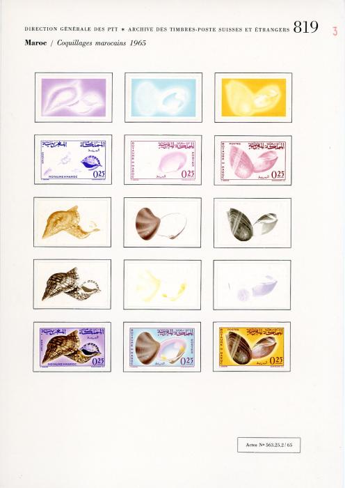 MOROCCO MOROCCO: 1965/66 Fish, Shells & Crustacea UNIQUE COURVOISIER PROOFS (61) mostly 5 progressive proofs of each value, comprising 1965 Crustacea (26), 1965 Shells (15) & 1966 Fish (20), very fine