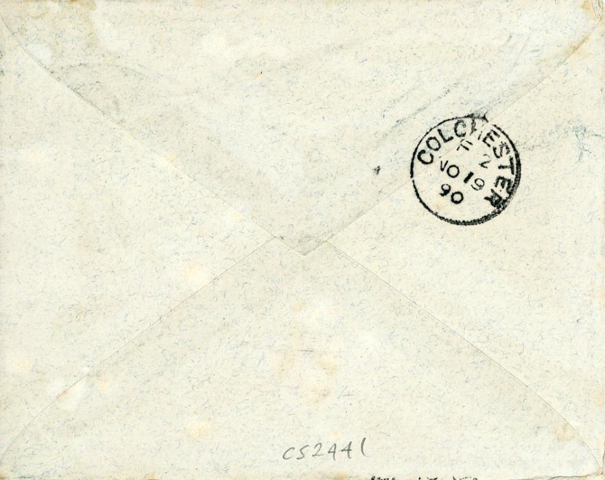 MONACO MONACO: 1890 (17 Nov) envelope to the Winch bros. franked 1885 25c tied by wavy line Principaute de Monaco cds in blue with Colchester No 19 arrival, v.fine