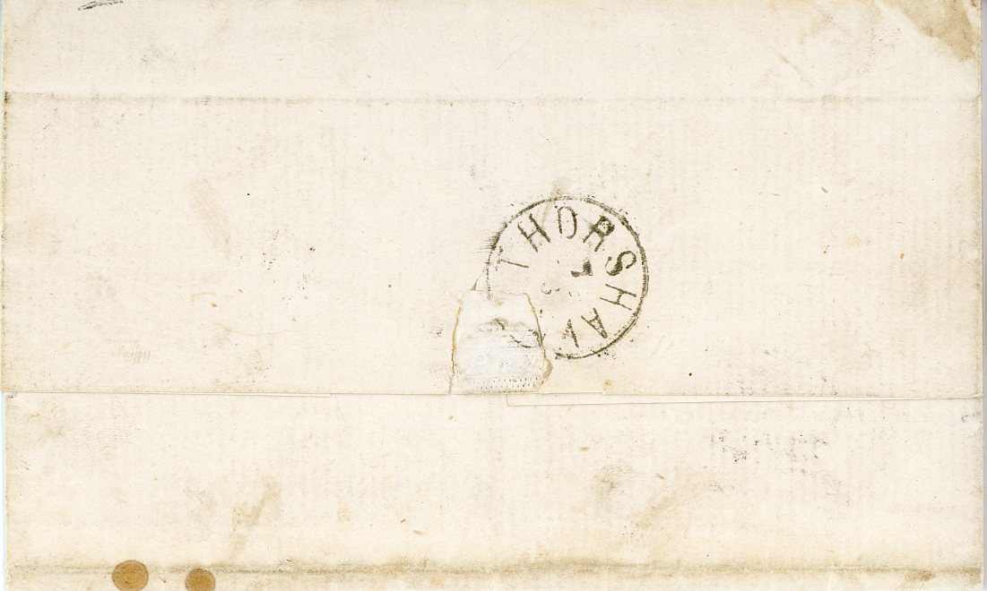 FAROE ISLANDS FAROE ISLANDS: 1870 (18 2) Incoming folded cover from Denmark with 4sk (2) tied by target 1 in 3 ring with Kjobenhavn cds alongside, THORSHAVN 7 3 arrival bs, fine, cert. Lasse Nielsen