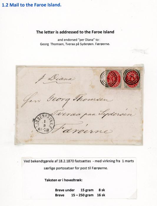 FAROE ISLANDS FAROE ISLANDS: 1870 (18 2) Incoming folded cover from Denmark with 4sk (2) tied by target 1 in 3 ring with Kjobenhavn cds alongside, THORSHAVN 7 3 arrival bs, fine, cert. Lasse Nielsen